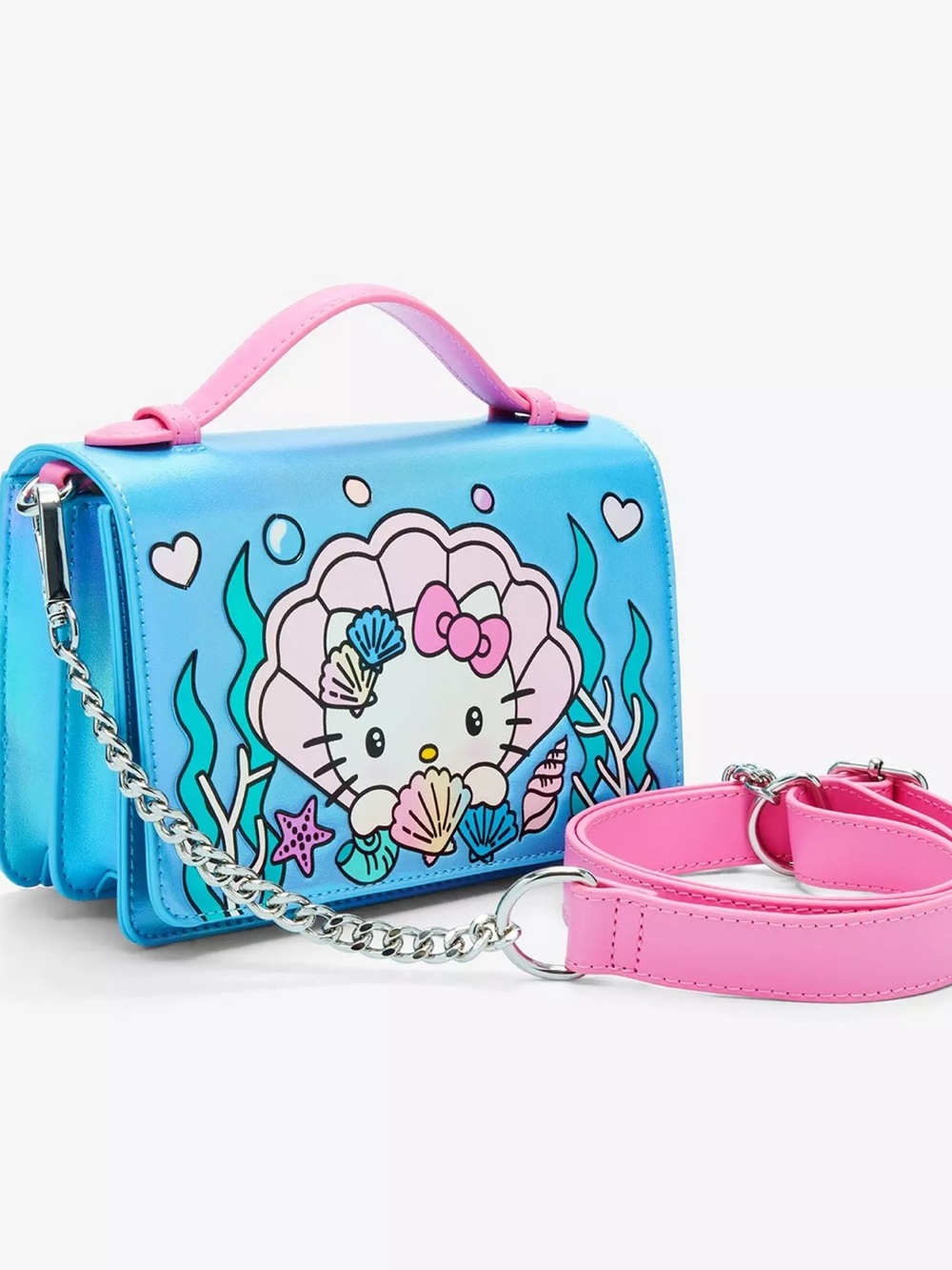 Loungefly Sanrio Hello Kitty Mermaid Metallic Top-Handle crossbody Bag New!